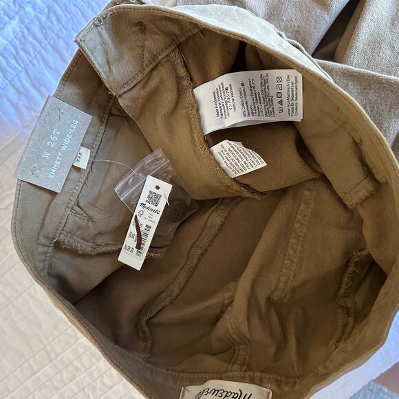 madewell the tall emmett wide-leg crop pant: welt pocket size t26 drill khaki - Picture 7 of 7